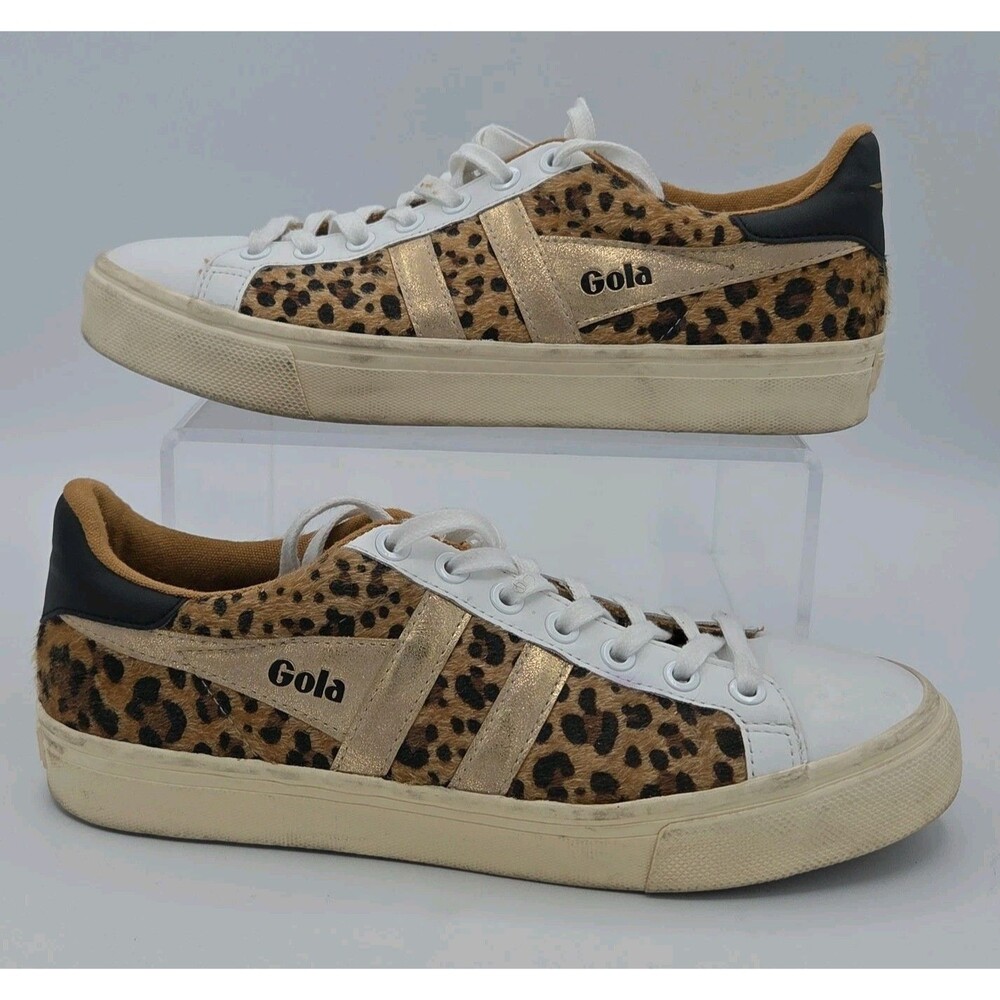 Gola Orchid II Africa Leopard Print Platform Sneakers Gold Shoes Womens Size 8